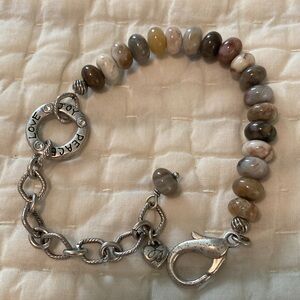 Brighton vintage natural stone and silver beaded bracelet, very boho chic!